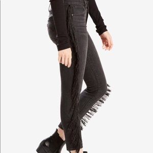 Levi’s Fringe trim 501 Skinny Jeans Black Denim